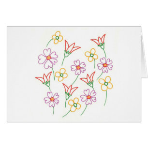 Bunte Kontur, die Blumen-Collagen-Karten zeichnet