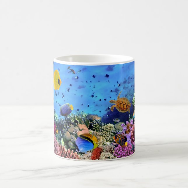 Bunte Korallenriff-Lebewesen Kaffeetasse (Mittel)