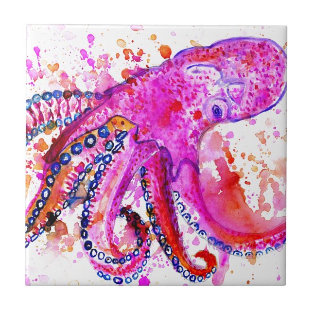Bunte Krake Art02 Fliese (Vorderseite)