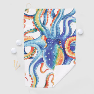 Bunte Kraken-Aquarell-Kunst Golfhandtuch