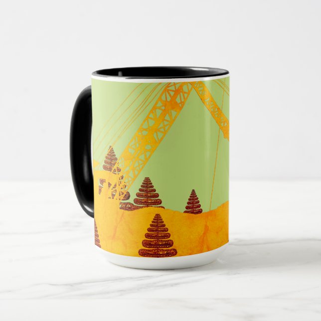 Bunte Kran-Betreiber-funktionierende Tasse (Vorderseite Links)