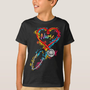 Bunte Krankenpfleger Herz Stethoskop Medizinische T-Shirt