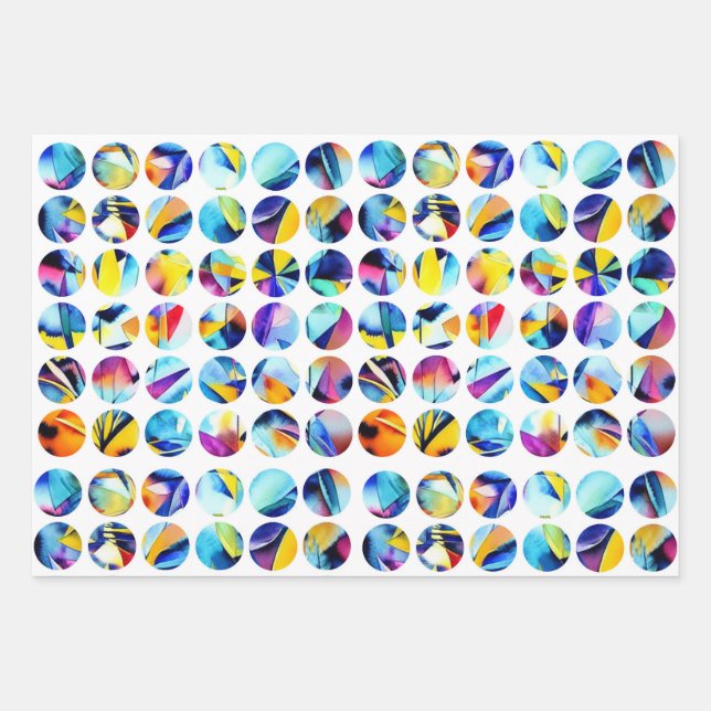 Bunte Kreise auf weißem Hintergrund Geschenkpapier Set (Vorderseite 3)