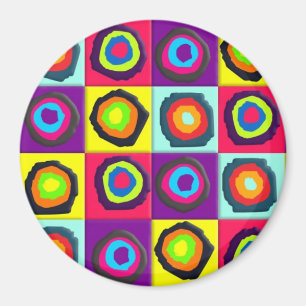 Bunte Kreise in Quadraten Magnet