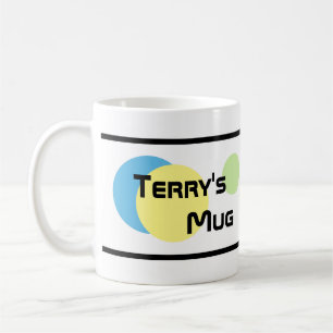 Bunte Kreise mit gedruckten Namen Kaffeetasse