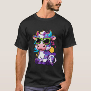 Bunte Kuh Sonnenbrille Bauer Kühe T-Shirt