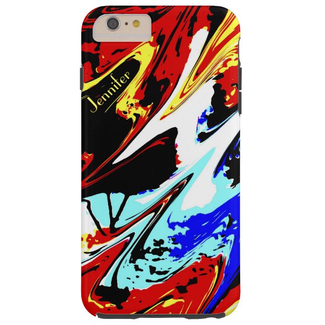 Bunte Kunst abstrakt, personalisiert mit Namen, Case-Mate iPhone Hülle (Rückseite)