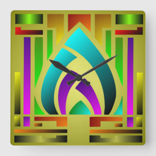 Bunte Kunst-Deko-Quadrat-Wand-Uhr Quadratische Wanduhr
