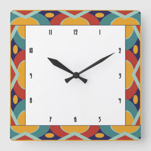 Bunte Kunst-Dekogrenze Quadratische Wanduhr