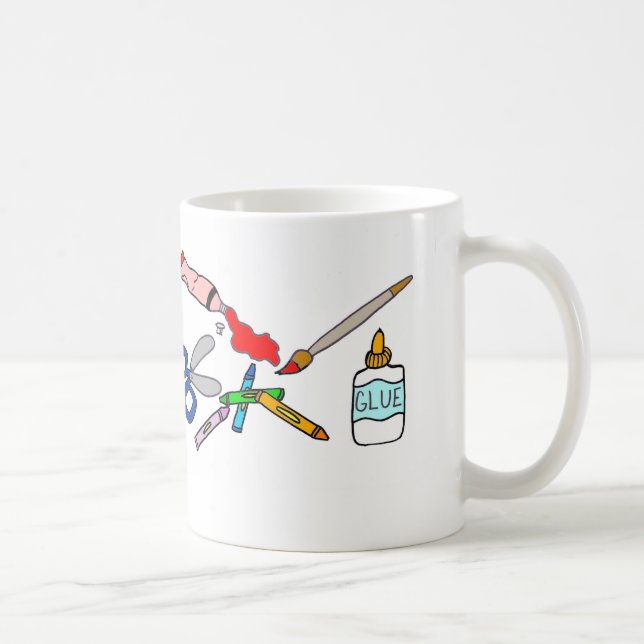 Bunte Künste und macht Versorgungs-Tasse in Kaffeetasse (Rechts)