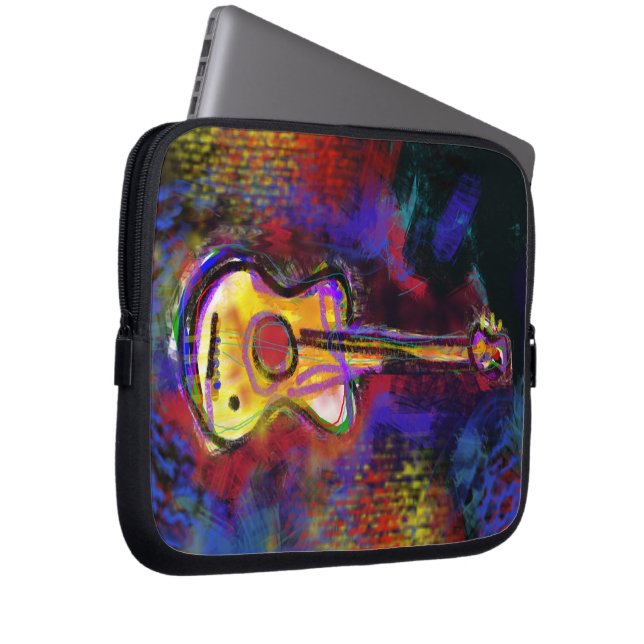 bunte Kunstgitarre Laptopschutzhülle (Vorne Rechts)