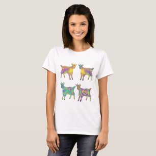 Bunte Künstlerische Regenbogen-Ziegen Süße Farm Ti T-Shirt