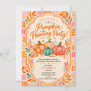 Bunte Kürbismalerei Herbstparty Einladung