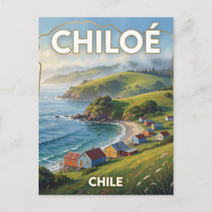 Bunte Küstenlandschaft der Insel Chiloe Chile Postkarte