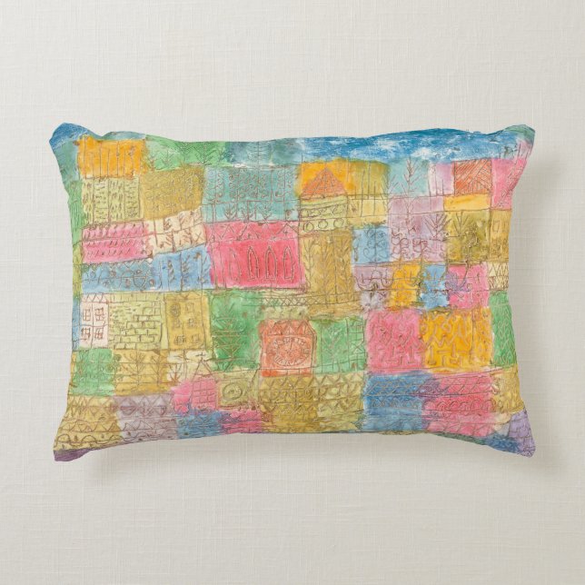 Bunte Landschaft - Paul Klee Dekokissen (Vorderseite)