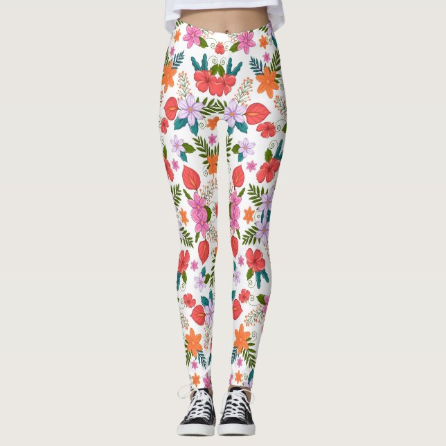 Bunte Leggings mit einem lebendigen Blumenmuster  (Vorderseite)