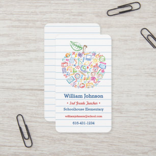 Bunte Lehrer-Apple-Visitenkarte Visitenkarte