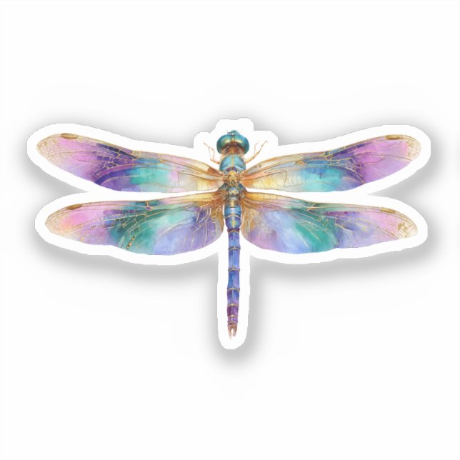 Bunte Libelle – Irisierende Naturkunst Aufkleber (Vorderseite)