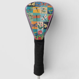 Bunte Libellen und Rosen Patchwork Golf Headcover