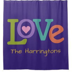Bunte Liebes-Duschvorhang mit individuellem Namen Duschvorhang
