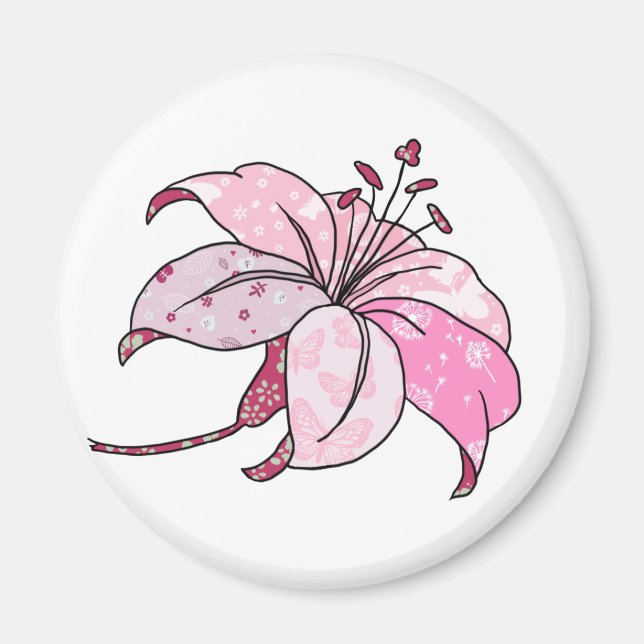 bunte Lilie Keramik Magnet (Vorne)