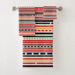Bunte Linien Badhandtuch Set
