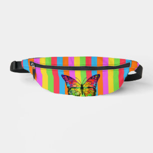 Bunte Linien Regenbogen Schmetterling Rosa Hinterg Bauchtasche
