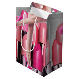 Bunte Lippenstifte u. Dame In High Heels Mittlere Geschenktüte