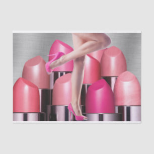 Bunte Lippenstifte u. Dame In High Heels Seidenpapier