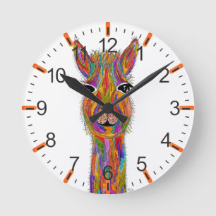 Bunte Llama-Uhr Runde Wanduhr