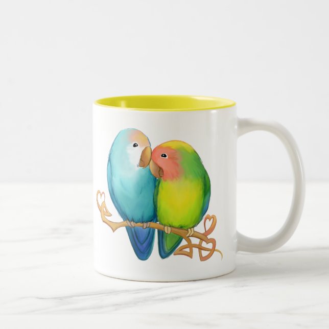 Bunte Lovebirds Zweifarbige Tasse (Rechts)