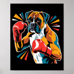 Bunte lustige Boxen Hundeliebhaber Kickboxen Boxer Poster