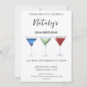 Bunte lustige Cocktails Einladung