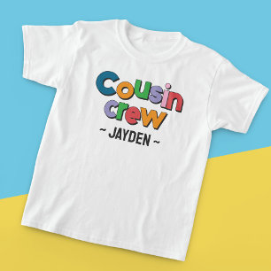Bunte lustige Cousin-Crew personalisierter Name Ki T-Shirt