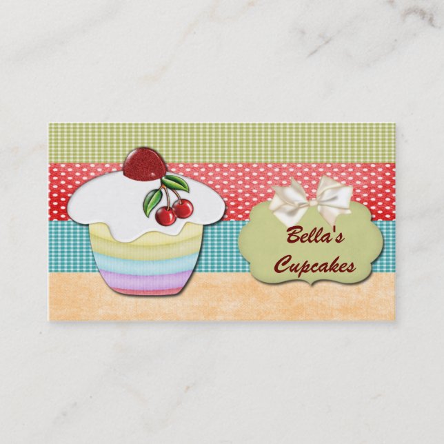bunte, lustige Cupcake Business Cards Visitenkarte (Vorderseite)