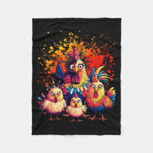 Bunte lustige Hühnerkunst  Fleecedecke