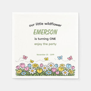 Bunte Lustige Kleine Wildblume 1. Geburtstag Serviette