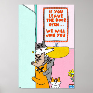 Bunte lustige Pastell-Badezimmer-Wandkunst Katzenp Poster