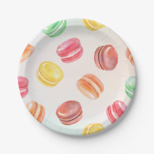 Bunte Macarons-Papierplatte Pappteller