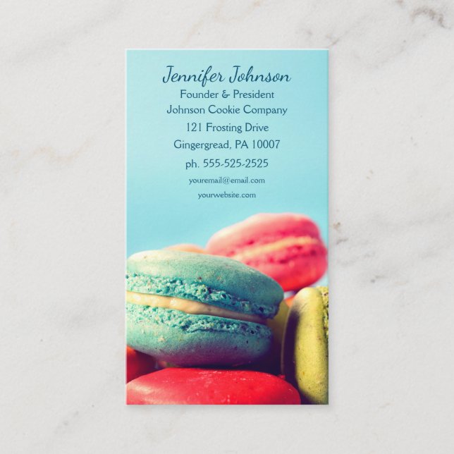 Bunte Macarons Plätzchen-Visitenkarte Visitenkarte (Vorderseite)