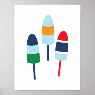 Bunte Maine-Hummer-Tonnenbojen Poster