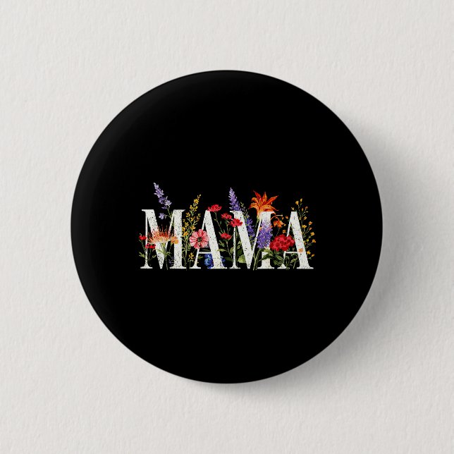 Bunte Mama-Blumen-Lettering Vintage-Ästhetik Button (Vorderseite)
