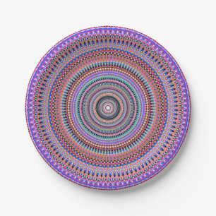 bunte Mandala-Designs Pappteller