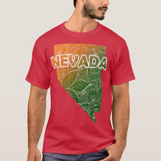 Bunte Mandala-Kunstkarte von Nevada mit Text in gr T-Shirt