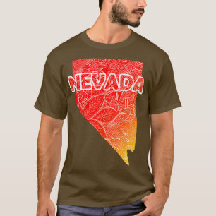 Bunte Mandala-Kunstkarte von Nevada mit Text in Ro T-Shirt