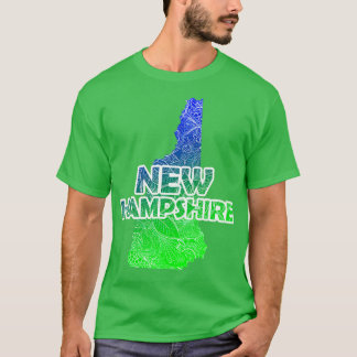 Bunte Mandala-Kunstkarte von New Hampshire mit Tex T-Shirt