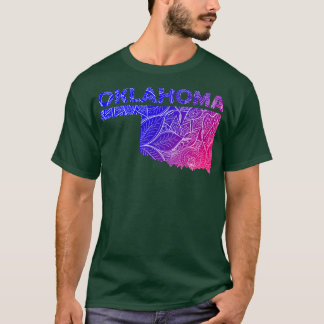 Bunte Mandala-Kunstkarte von Oklahoma mit Text in T-Shirt