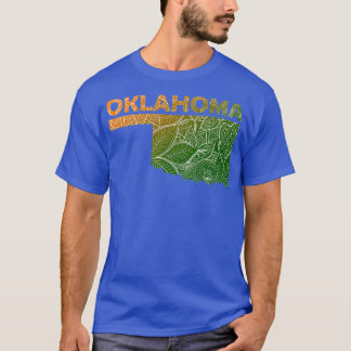 Bunte Mandala-Kunstkarte von Oklahoma mit Text in T-Shirt