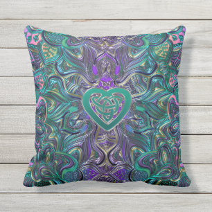 Bunte Mandala mit keltischem Herzen Kissen