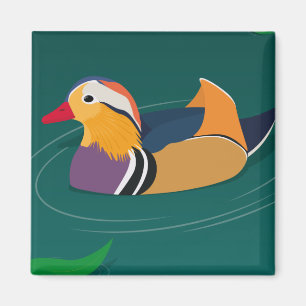 Bunte Mandarinente Moderne Kunst auf Grün Magnet